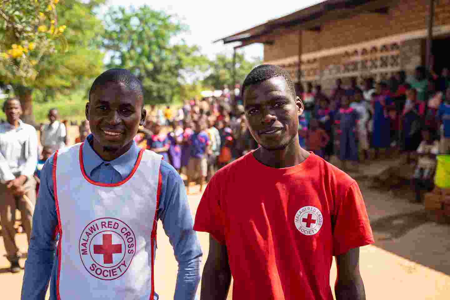 A Red Cross employee and a volunteer.